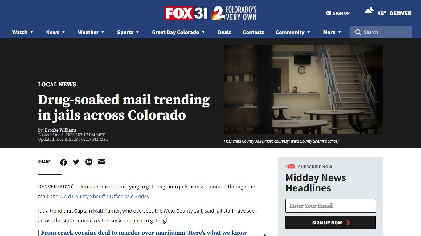 Drug-soaked mail trending in jails across Colorado